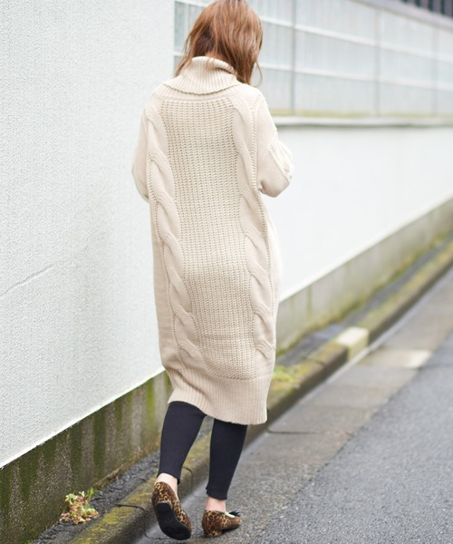 natural couture（ナチュラルクチュール）の「ビックケーブルタートルワンピ（ワンピース・レディース・ブラック/ベージュ/オフホワイト/ミント/パープル系その他・FREE）」の18枚目の写真