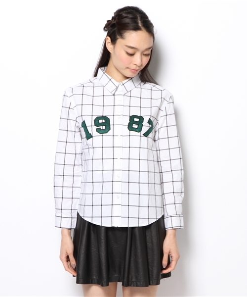 WEGO(ウィゴー)の「WEGO/1987ワッペンシャツ(シャツ/ブラウス・レディース・オフホワイト/サックスブルー/その他1・FREE)」の4枚目の写真