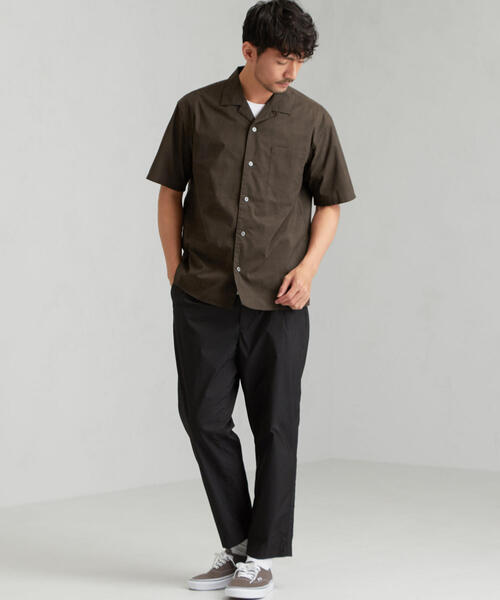 green label relaxing（グリーンレーベルリラクシング）の「CM ドライチェック オープンカラー 半袖 シャツ（シャツ/ブラウス・メンズ・ネイビー/ダークブラウン・XL/L/S/M）」の6枚目の写真