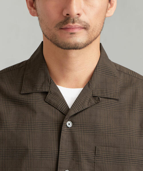 green label relaxing（グリーンレーベルリラクシング）の「CM ドライチェック オープンカラー 半袖 シャツ（シャツ/ブラウス・メンズ・ネイビー/ダークブラウン・XL/L/S/M）」の7枚目の写真