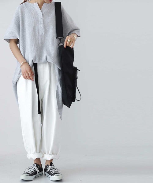 antiqua(アンティカ)の「ワッフルヘンリートップス(Tシャツ/カットソー・レディース・ブラック/ベージュ/オフホワイト/グレー系その他・FREE)」の20枚目の写真