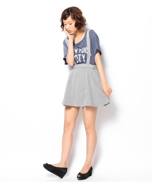 WEGO（ウィゴー）の「WEGO/サスツキフレアスカート（スカート・レディース・ホワイト/インディゴブルー/レッド系その他/ストライプ・FREE）」の12枚目の写真