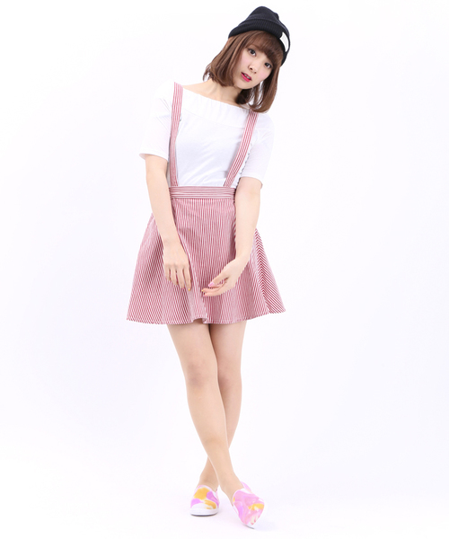 WEGO（ウィゴー）の「WEGO/サスツキフレアスカート（スカート・レディース・ホワイト/インディゴブルー/レッド系その他/ストライプ・FREE）」の22枚目の写真