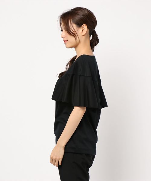 La TOTALITE（ラトータリテ）の「ラッフルスリーブカットソー【手洗い可能】◆（Tシャツ/カットソー・レディース・ブラック/ブラウン・FREE）」の3枚目の写真