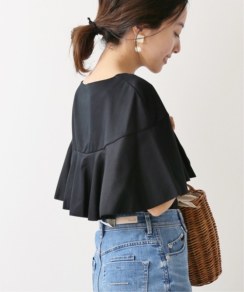 La TOTALITE（ラトータリテ）の「ラッフルスリーブカットソー【手洗い可能】◆（Tシャツ/カットソー・レディース・ブラック/ブラウン・FREE）」の2枚目の写真