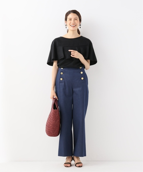 La TOTALITE（ラトータリテ）の「ラッフルスリーブカットソー【手洗い可能】◆（Tシャツ/カットソー・レディース・ブラック/ブラウン・FREE）」の4枚目の写真