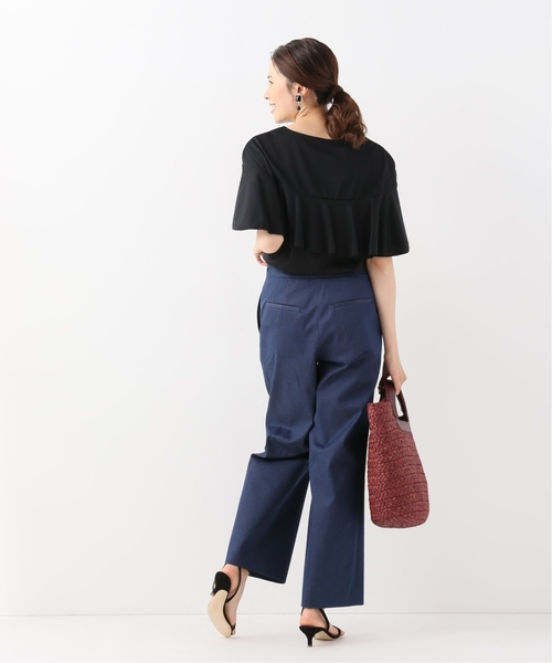 La TOTALITE（ラトータリテ）の「ラッフルスリーブカットソー【手洗い可能】◆（Tシャツ/カットソー・レディース・ブラック/ブラウン・FREE）」の5枚目の写真