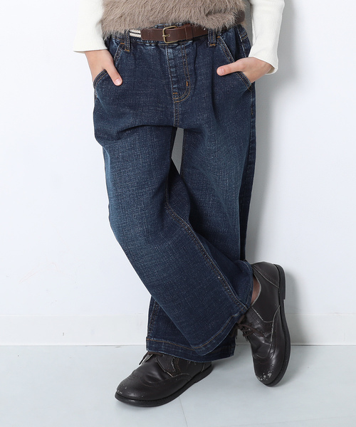 devirock(デビロック)の「楽デニム ワイドデニム(デニムパンツ・キッズ・ネイビー/ワンウォッシュ/サックスブルー/ブルー系その他・100cm/110cm/120cm/130cm/140cm/150cm/160cm)」の2枚目の写真