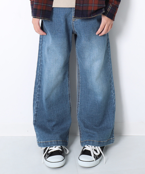devirock(デビロック)の「楽デニム ワイドデニム(デニムパンツ・キッズ・ネイビー/ワンウォッシュ/サックスブルー/ブルー系その他・100cm/110cm/120cm/130cm/140cm/150cm/160cm)」の1枚目の写真