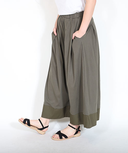 MashuKashu(マシュカシュ)の「異素材切替ガウチョパンツ(その他パンツ・レディース・カーキ/キャメル・フリー)」の11枚目の写真