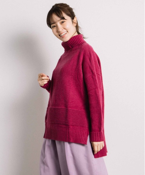 miniyu（ミニュウ）の「裾ラインハイネックPO（ag)（ニット/セーター・レディース・ミント/ピンク・2/MEDIUM）」の2枚目の写真
