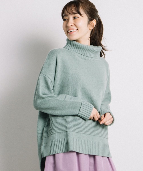 miniyu（ミニュウ）の「裾ラインハイネックPO（ag)（ニット/セーター・レディース・ミント/ピンク・2/MEDIUM）」の11枚目の写真