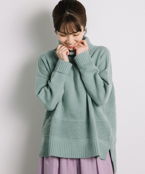 miniyu（ミニュウ）の「裾ラインハイネックPO（ag)（ニット/セーター・レディース・ミント/ピンク・2/MEDIUM）」の7枚目の写真