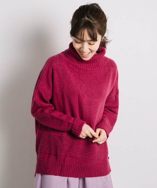 miniyu（ミニュウ）の「裾ラインハイネックPO（ag)（ニット/セーター・レディース・ミント/ピンク・2/MEDIUM）」の3枚目の写真