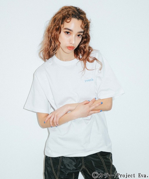 X-girl(エックスガール)の「X-girl × EVANGELION BOY MEETS GIRL S/S TEE(Tシャツ/カットソー・レディース・ブルー/チャコール/ホワイト・S/L/XL/M)」の7枚目の写真