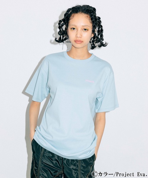 X-girl(エックスガール)の「X-girl × EVANGELION BOY MEETS GIRL S/S TEE(Tシャツ/カットソー・レディース・ブルー/チャコール/ホワイト・S/L/XL/M)」の16枚目の写真