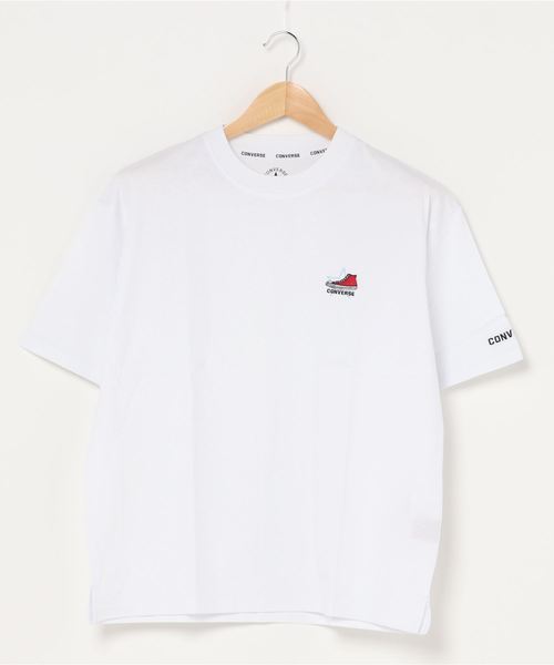 CONVERSE（コンバース）の「CONVERSE/コンバース シューズ ロゴ ワンポイント 刺繍 Tシャツ（Tシャツ/カットソー・メンズ・ホワイト/ブラック/ベージュ・LL/M/L）」の5枚目の写真
