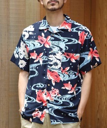 【BLUE STANDARD】レーヨン和柄シャツ　開襟シャツ　毎年人気の和柄オープンカラーシャツ