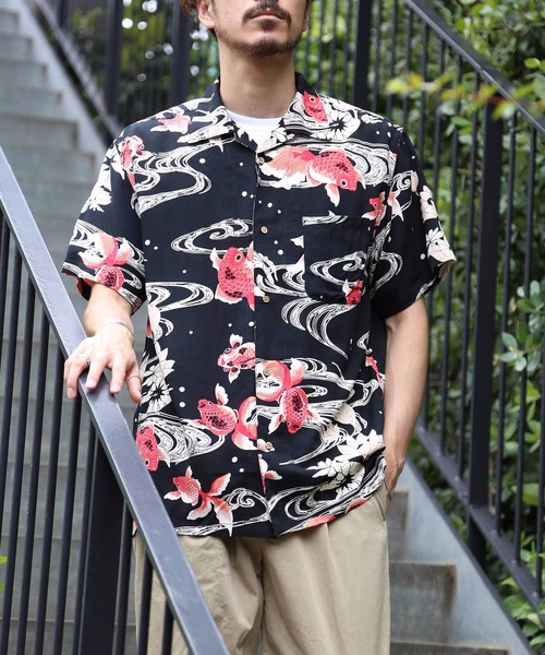 Blue Standard (ブルースタンダード)の「【BLUE STANDARD】レーヨン和柄シャツ 開襟シャツ 毎年人気の和柄オープンカラーシャツ(シャツ/ブラウス・メンズ・その他1/その他2/その他3/その他5/その他4・MEDIUM/LARGE/X-LARGE/XX-LARGE)」の3枚目の写真