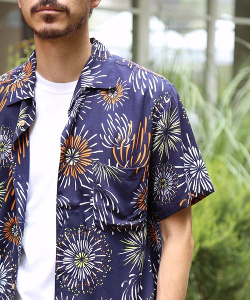 セール】【BLUE STANDARD】レーヨン和柄シャツ 開襟シャツ 毎年