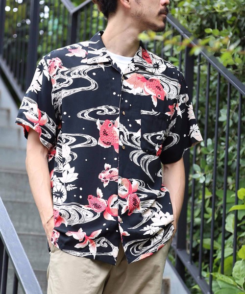 Blue Standard (ブルースタンダード)の「【BLUE STANDARD】レーヨン和柄シャツ 開襟シャツ 毎年人気の和柄オープンカラーシャツ(シャツ/ブラウス・メンズ・その他1/その他2/その他3/その他5/その他4・MEDIUM/LARGE/X-LARGE/XX-LARGE)」の9枚目の写真