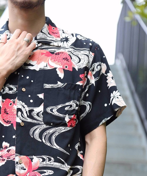 Blue Standard (ブルースタンダード)の「【BLUE STANDARD】レーヨン和柄シャツ 開襟シャツ 毎年人気の和柄オープンカラーシャツ(シャツ/ブラウス・メンズ・その他1/その他2/その他3/その他5/その他4・MEDIUM/LARGE/X-LARGE/XX-LARGE)」の8枚目の写真