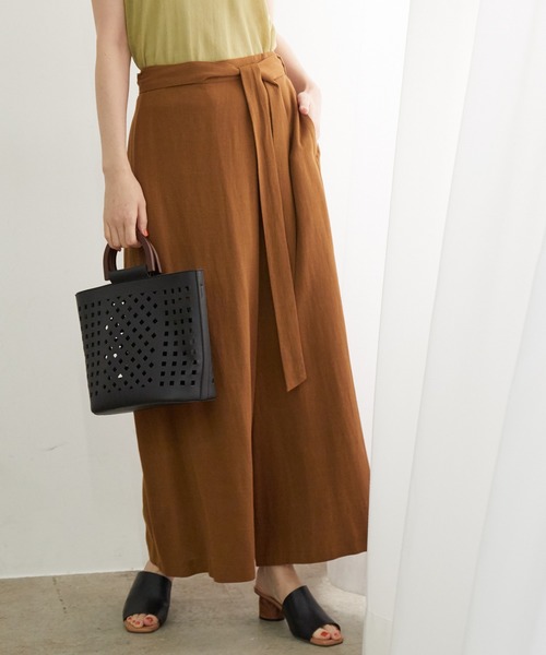 ROPE' PICNIC（ロペピクニック）の「麻レーヨンカシュクールワイドパンツ（その他パンツ・レディース・オフホワイト/キャメル/ネイビー・38/40）」の3枚目の写真