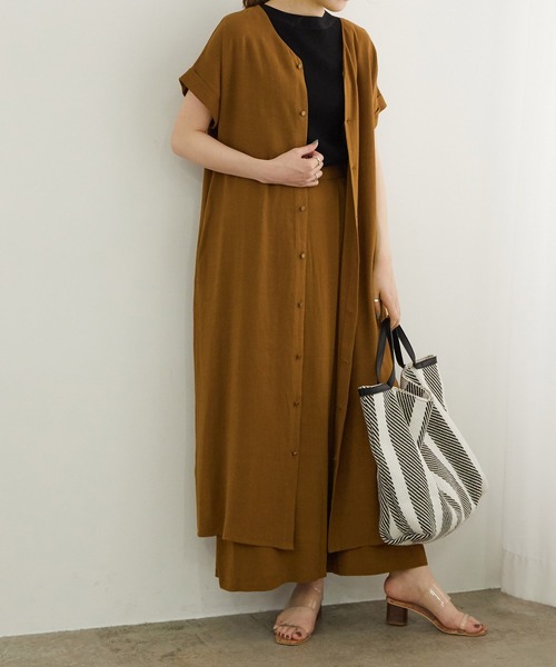 ROPE' PICNIC（ロペピクニック）の「麻レーヨンカシュクールワイドパンツ（その他パンツ・レディース・オフホワイト/キャメル/ネイビー・38/40）」の4枚目の写真