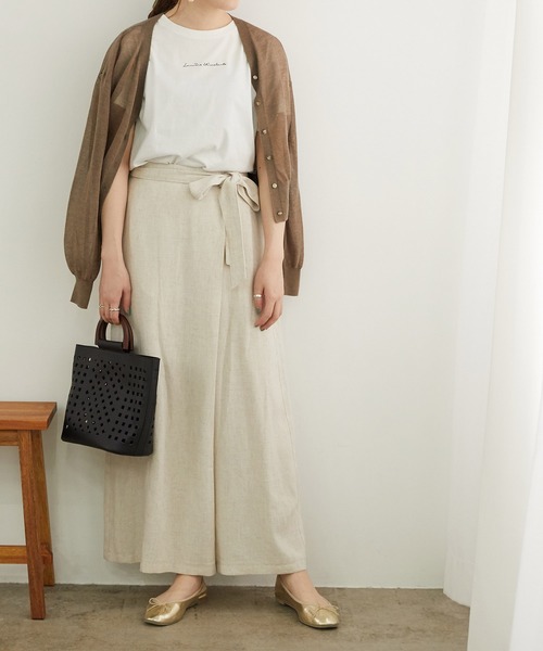 ROPE' PICNIC（ロペピクニック）の「麻レーヨンカシュクールワイドパンツ（その他パンツ・レディース・オフホワイト/キャメル/ネイビー・38/40）」の5枚目の写真