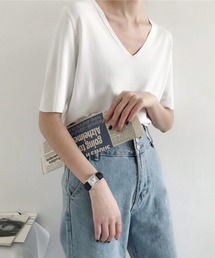 HALEY PESCA | HALEY PESCA/5分丈Vネックカラーニットソー(Tシャツ/カットソー)