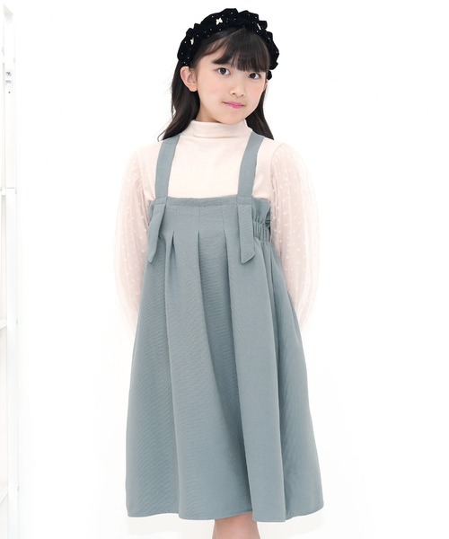 Bee des Bee（ビーデスビー）の「コーデュロイ風ジャンパースカート（ジャンパースカート・キッズ・ピンクベージュ/ブルー/ベージュ/ライトグレー/ブラック/モスグリーン/ブラック系/グリーン系/ブルー系その他/パープル/アイボリー・120cm/130cm/140cm/150cm/110cm/100cm）」の10枚目の写真