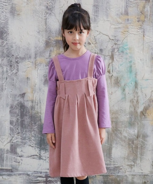 Bee des Bee（ビーデスビー）の「コーデュロイ風ジャンパースカート（ジャンパースカート・キッズ・ピンクベージュ/ブルー/ベージュ/ライトグレー/ブラック/モスグリーン/ブラック系/グリーン系/ブルー系その他/パープル/アイボリー・120cm/130cm/140cm/150cm/110cm/100cm）」の11枚目の写真