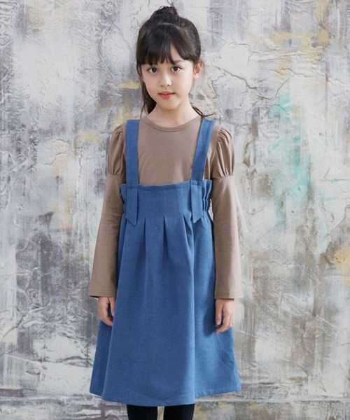 Bee des Bee（ビーデスビー）の「コーデュロイ風ジャンパースカート（ジャンパースカート・キッズ・ピンクベージュ/ブルー/ベージュ/ライトグレー/ブラック/モスグリーン/ブラック系/グリーン系/ブルー系その他/パープル/アイボリー・120cm/130cm/140cm/150cm/110cm/100cm）」の9枚目の写真