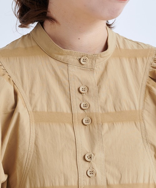 DouDou（ドゥドゥ）の「ボーダー織りパフギャザーワンピース（ワンピース・レディース・ブラック/ベージュ・FREE）」の17枚目の写真