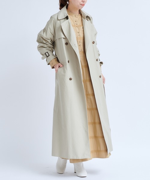 DouDou（ドゥドゥ）の「ボーダー織りパフギャザーワンピース（ワンピース・レディース・ブラック/ベージュ・FREE）」の22枚目の写真