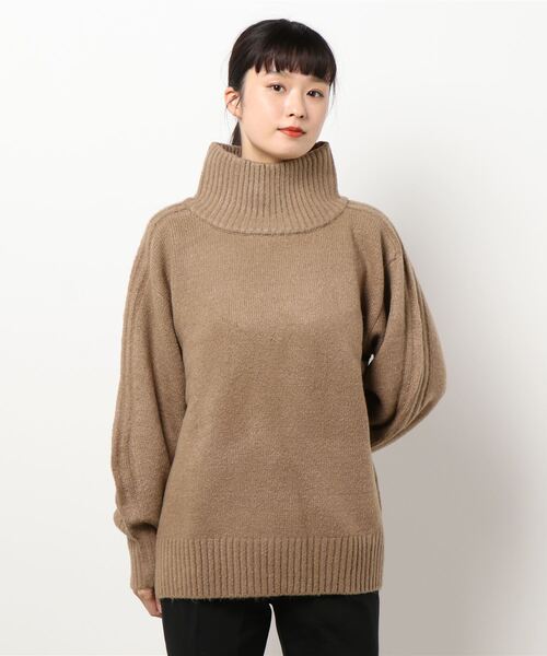 KOBE LETTUCE（コウベレタス）の「サイドリブ編みボリュームハイネックニットトップス（ニット/セーター・レディース・グレイッシュベージュ/パープル/グリーン/イエロー・FREE）」の2枚目の写真