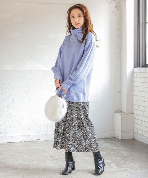 KOBE LETTUCE（コウベレタス）の「サイドリブ編みボリュームハイネックニットトップス（ニット/セーター・レディース・グレイッシュベージュ/パープル/グリーン/イエロー・FREE）」の10枚目の写真