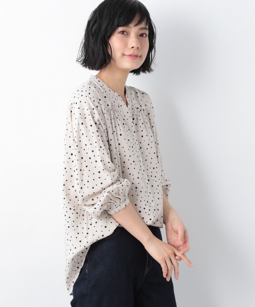 GLOBAL WORK(グローバルワーク)の「サラサラリラックスプリントブラウス/924444(シャツ/ブラウス)」|ライトベージュ
