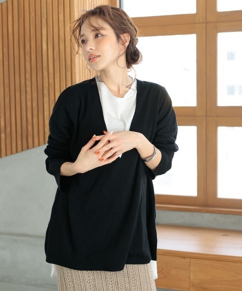 DONOBAN（ドノバン）の「華奢見え深Vニットソー [E]（ニット/セーター・レディース・ブラック/ベージュ/ピンク/イエロー/ミント・M）」の11枚目の写真