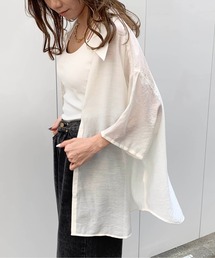 RASVOA | メンズライク半袖シアーシャツ(シャツ/ブラウス)