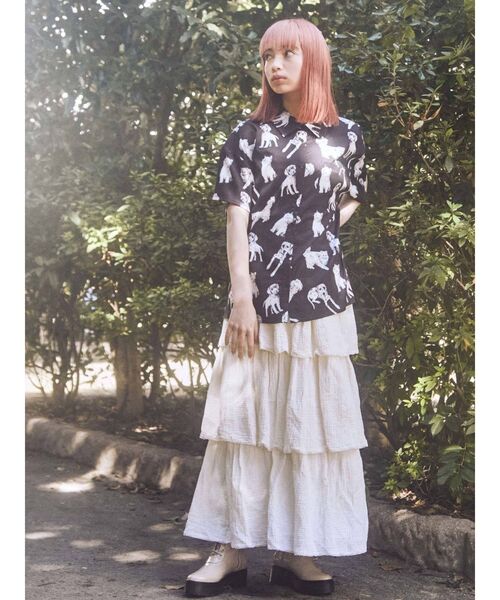 merry jenny（メリージェニー）の「dog＆cat半袖シャツ（シャツ/ブラウス・レディース・オフホワイト/ブラック・FREE）」の8枚目の写真