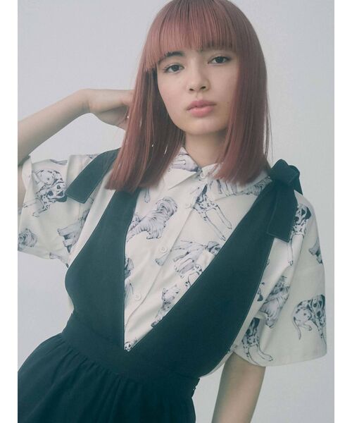 merry jenny（メリージェニー）の「dog＆cat半袖シャツ（シャツ/ブラウス・レディース・オフホワイト/ブラック・FREE）」の9枚目の写真