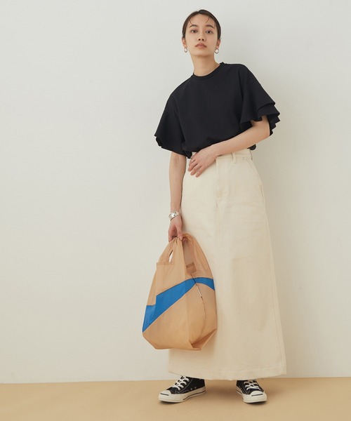 ADAM ET ROPE'（アダムエロペ）の「【WEB限定】フレアースリーブカットプルオーバー（Tシャツ/カットソー・レディース・ブラック/ホワイト/ベージュ/サックスブルー・FREE）」の14枚目の写真