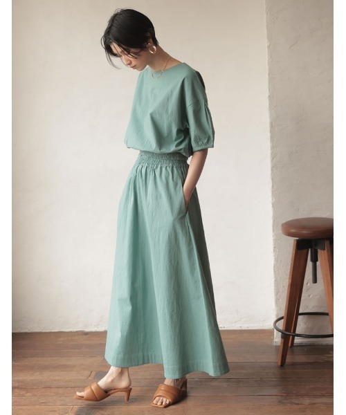 Re:EDIT(リエディ)の「ストレッチコットンボリュームスリーブショートブラウス(シャツ/ブラウス・レディース・アイボリー/モカ/ブルー・LARGE/MEDIUM)」の10枚目の写真