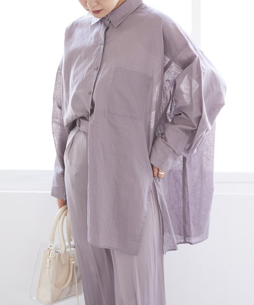 Heather（ヘザー）の「リネンモモンガＢＩＧシャツ  944776（シャツ/ブラウス・レディース・パープル/グレー/イエロー/アイボリー・FREE）」の21枚目の写真