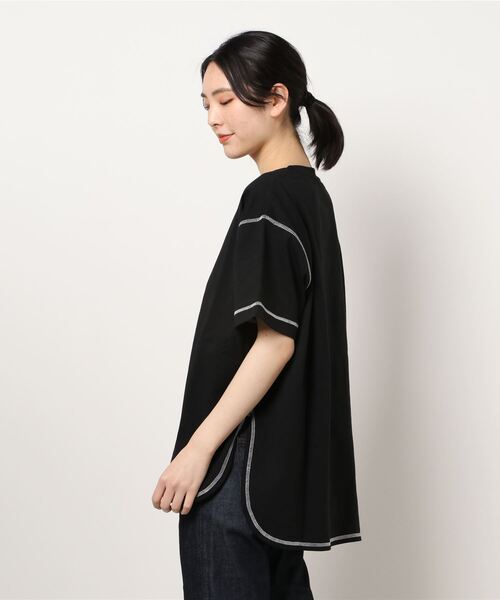 COLONY 2139（コロニートゥーワンスリーナイン）の「天竺前後差半袖T/サイドスリットＴシャツ（Tシャツ/カットソー・レディース・その他35/ブラック/オフホワイト/ホワイト・MEDIUM）」の7枚目の写真