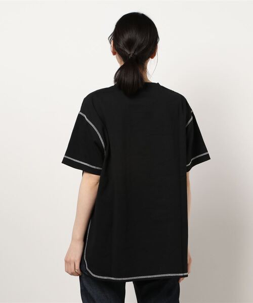 COLONY 2139（コロニートゥーワンスリーナイン）の「天竺前後差半袖T/サイドスリットＴシャツ（Tシャツ/カットソー・レディース・その他35/ブラック/オフホワイト/ホワイト・MEDIUM）」の6枚目の写真