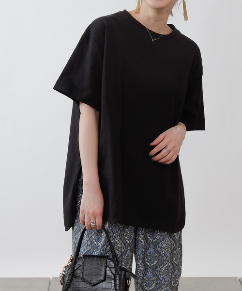 COLONY 2139（コロニートゥーワンスリーナイン）の「天竺前後差半袖T/サイドスリットＴシャツ（Tシャツ/カットソー・レディース・その他35/ブラック/オフホワイト/ホワイト・MEDIUM）」の19枚目の写真