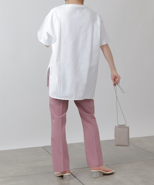 COLONY 2139（コロニートゥーワンスリーナイン）の「天竺前後差半袖T/サイドスリットＴシャツ（Tシャツ/カットソー・レディース・その他35/ブラック/オフホワイト/ホワイト・MEDIUM）」の17枚目の写真