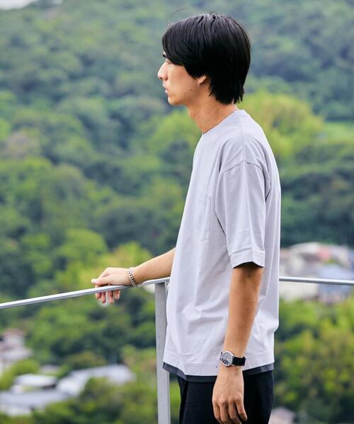 green label relaxing(グリーンレーベルリラクシング)の「OLT CSM コットン 麻 フェイクレイヤード 半袖 Tシャツ カットソー(Tシャツ/カットソー・メンズ・ネイビー/ベージュ/ライトグレー・MEDIUM/LARGE/SMALL/X-LARGE)」の4枚目の写真